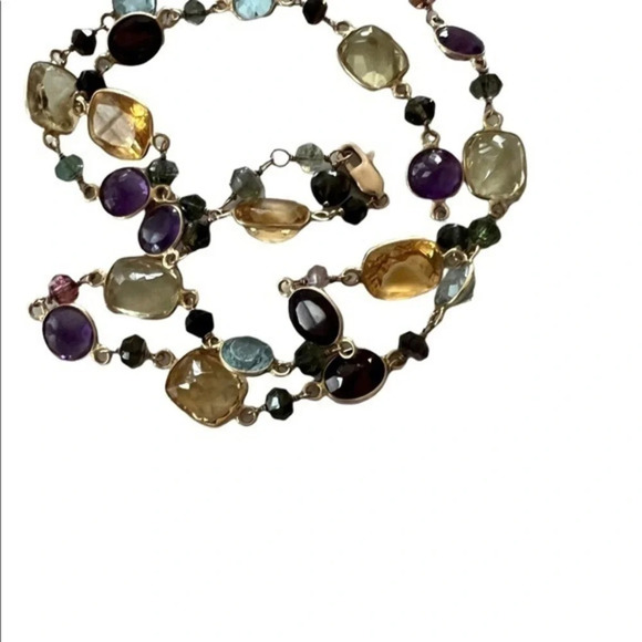 COLOMBIAN Emeralds Multi-Gemstone 14K 20 Inch Necklace. - Picture 8 of 8